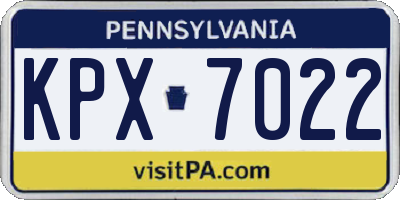 PA license plate KPX7022
