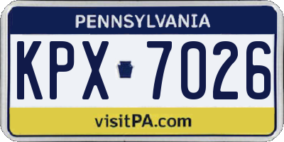 PA license plate KPX7026