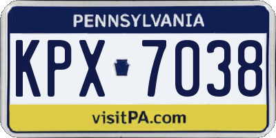 PA license plate KPX7038