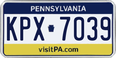 PA license plate KPX7039