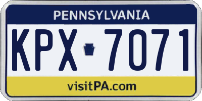 PA license plate KPX7071