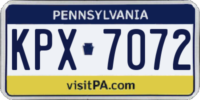 PA license plate KPX7072