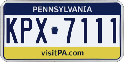 PA license plate KPX7111