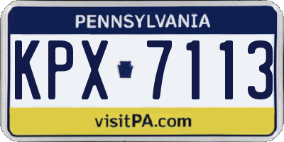 PA license plate KPX7113