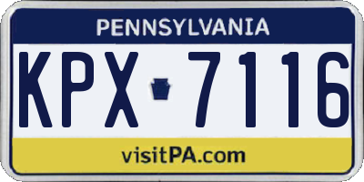 PA license plate KPX7116