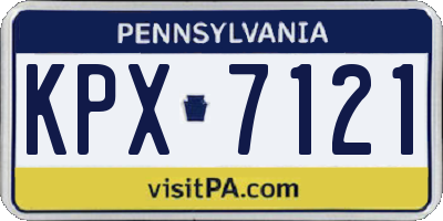PA license plate KPX7121