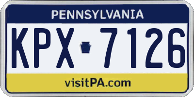 PA license plate KPX7126