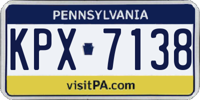 PA license plate KPX7138