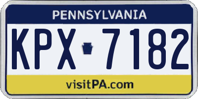 PA license plate KPX7182
