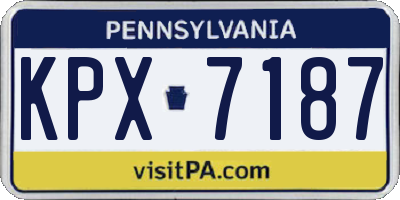 PA license plate KPX7187