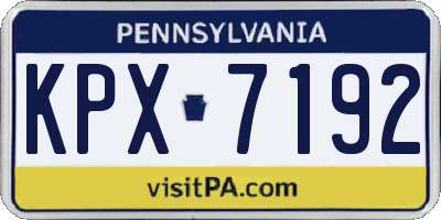 PA license plate KPX7192