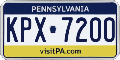 PA license plate KPX7200