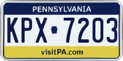 PA license plate KPX7203
