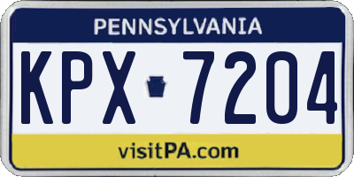 PA license plate KPX7204