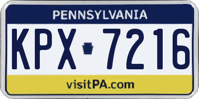 PA license plate KPX7216