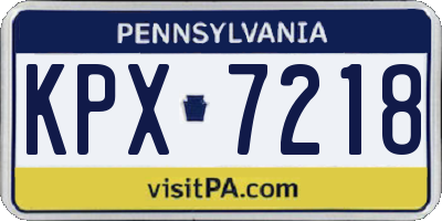 PA license plate KPX7218