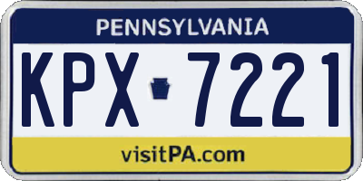 PA license plate KPX7221