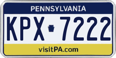 PA license plate KPX7222