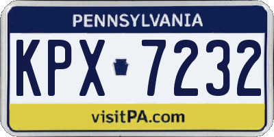 PA license plate KPX7232
