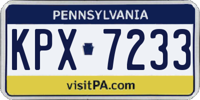 PA license plate KPX7233