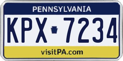 PA license plate KPX7234