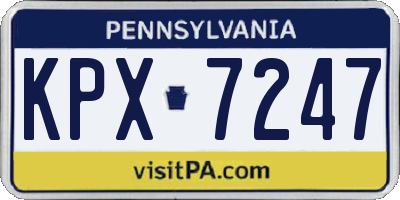 PA license plate KPX7247