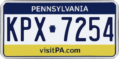 PA license plate KPX7254