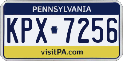 PA license plate KPX7256