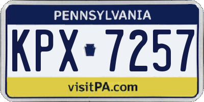 PA license plate KPX7257