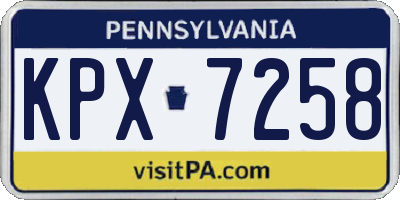 PA license plate KPX7258