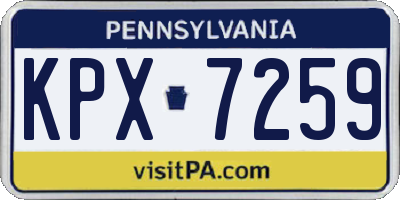 PA license plate KPX7259