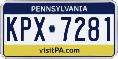 PA license plate KPX7281