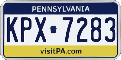 PA license plate KPX7283