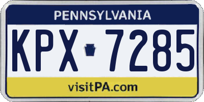 PA license plate KPX7285