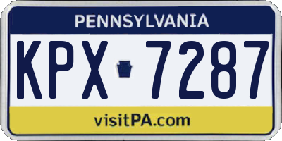 PA license plate KPX7287