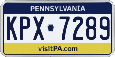PA license plate KPX7289