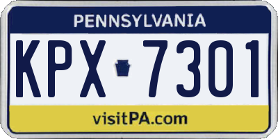 PA license plate KPX7301