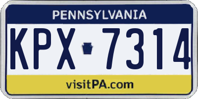 PA license plate KPX7314