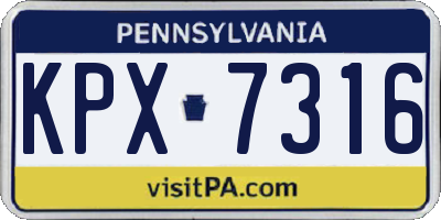 PA license plate KPX7316