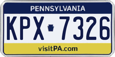 PA license plate KPX7326