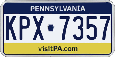 PA license plate KPX7357