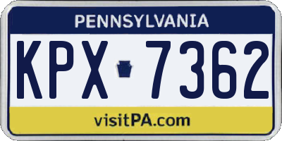 PA license plate KPX7362