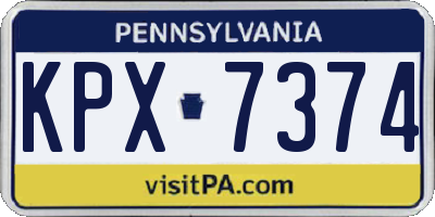 PA license plate KPX7374