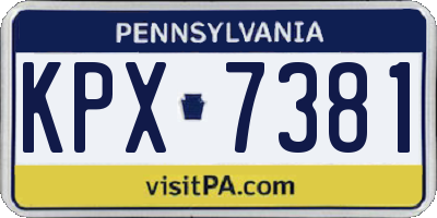 PA license plate KPX7381