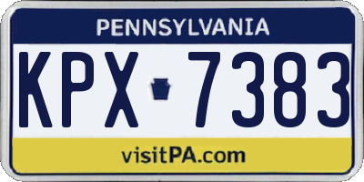 PA license plate KPX7383