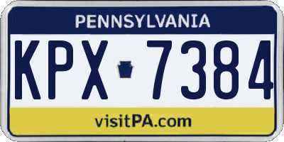 PA license plate KPX7384