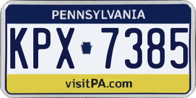 PA license plate KPX7385