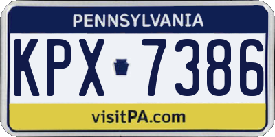 PA license plate KPX7386