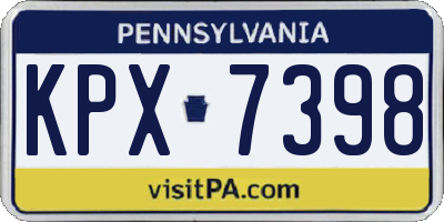 PA license plate KPX7398
