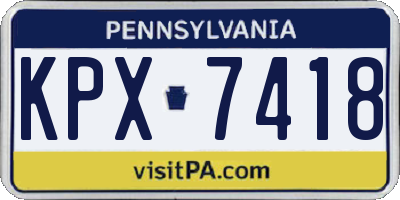 PA license plate KPX7418